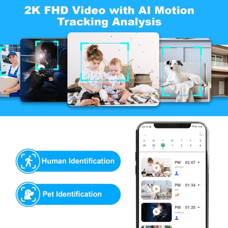 2K Pan/Tilt Security Camera, WiFi Indoor Camera for Home Security with ... - Pet Detection Smart Home Security