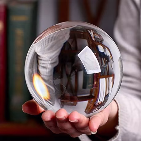 100mm Clear Acrylic Crystal Sphere with Wooden Stand Healing Crystal Ball for Meditation, Home Decoration Various sizes