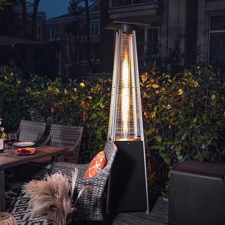 13KW Commercial Firepit Glass Tube Pyramid Gas Patio Stainless Steel Garden Heater