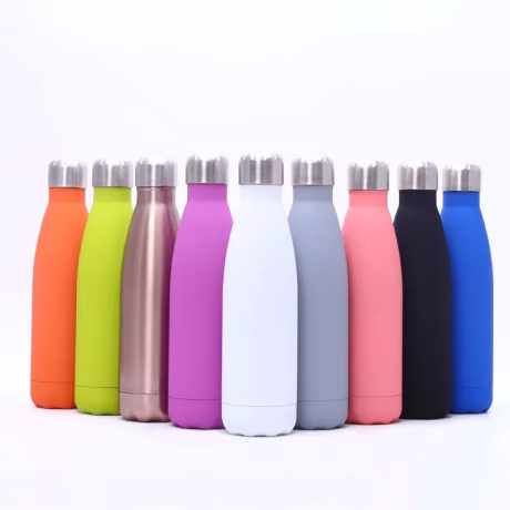 17oz stainless steel cola shape sports travel water bottle 500ml rubber paint finish Vacuum insulation keep cold thermos