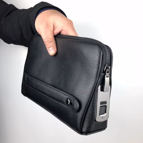 2022 Latest Hand Bags Private Label Men's Vintage Clutch Bag Low MOQ Money Clutch Bag Genuine Wallet Finger Print Man Handbag