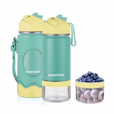 2022 New ODM products Hot Sale Leak-proof Bpa-free straw lid Plastic Water Bottle With snack box
