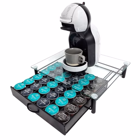 2024 NEW Pullable glass living room portable Coffee machine Down capsule pods holder metal Storage bracket organization drawers