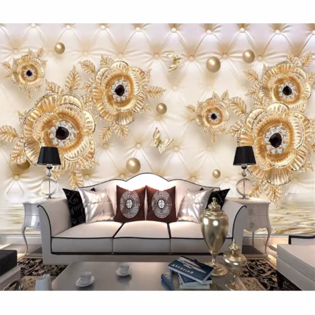 3D embossed golden self-adhesive wallpaper mural gold mosaic jewelry background Wall wallpaper home decoration