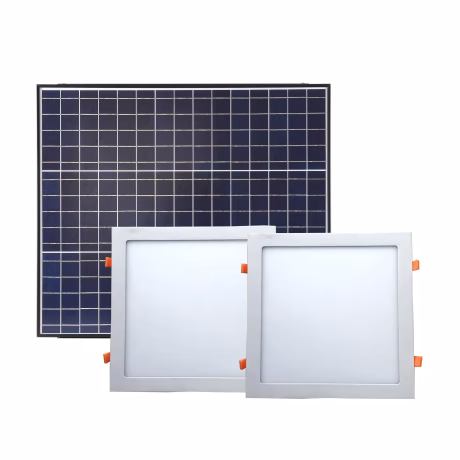 50W 2-In-1 Solar Panel Powered LED Skylights Roof Ceiling Indoor Lights 300mm Square Shape Non-Tubular Natural Home Lighting