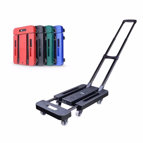 6 Removable Wheels Telescoping Handle For Moving Travel Shopping Office Folding Red Luggage Cart With 200Kg Heavy Duty