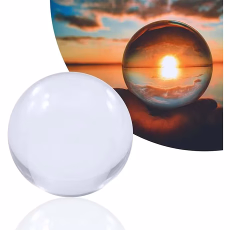 80mm Clear Acrylic Crystal Sphere with Wooden Stand Healing Crystal Ball for Meditation, Home Decoration Various sizes