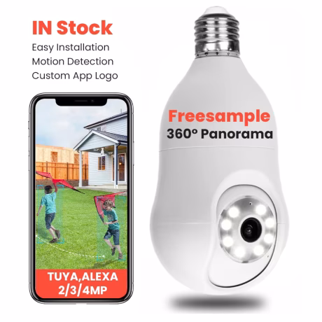 Amazo Hot Sell Light Bulb Security Camera CCTV IP Bullet Camera Wifi2MP Tuya Full Color Night Vision Surveillance Network Camera