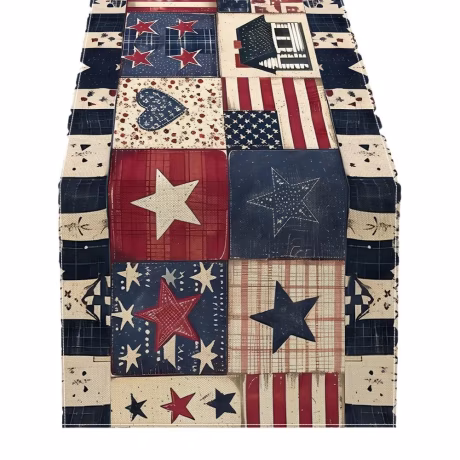 American Independence Day Table Runners US Flag Red White Blue Stripes Printed Table Cloth for Home Decor or Hotel Use