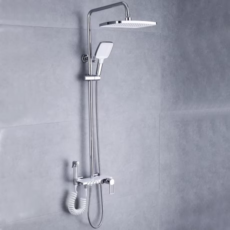 Antique Bathroom Concealed Mixer 4 Ways Square Shower Head Faucet Digital Temperature Complete Rainfall System Shower Set