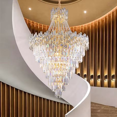 Art Deco Chandeliers Villa Hall Living Room Loft Lighting Large Crystal Suspended Lamp Gold/Silver Kitchen Chandelier