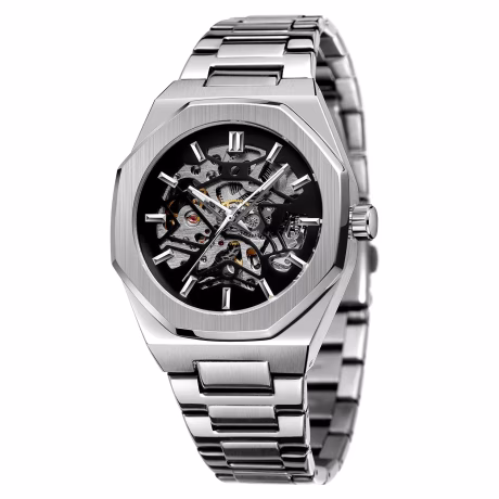Band Luxury Visible Movement Automatic Mechanical Watches Custom Logo OEM Stainless Steel for Men Latest Fashion Watches Alloy