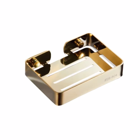 Bathroom Kitchen Sink Soap Dish Shiny Gold Stainless Steel For Shower Soap Holder Self Adhesive Wall Mounted Rustproof Drilling