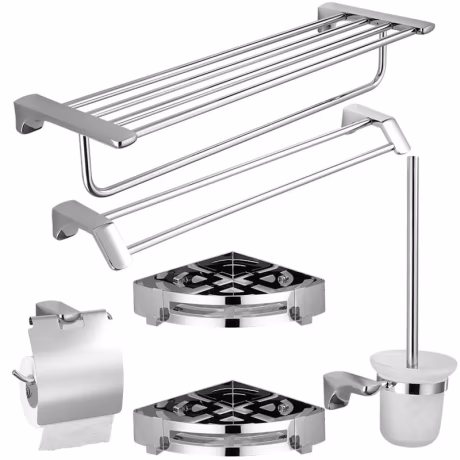 Brushed Finished Bath Hardware Towel Bar Set Wall Mount Accessories Fixtures Set