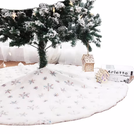 Christmas tree ornaments high grade Long white plush christmas tree skirt for Christmas decoration supplies