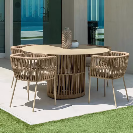 Comfortable Commercial Small MOQ chair new design patio furniture leisure four sets table and chair make with rattan