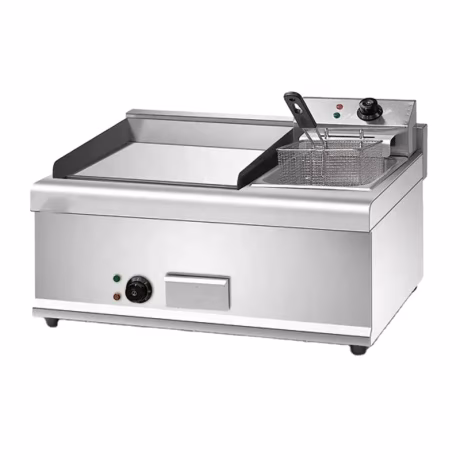 Commercial counter top griddle 2 in 1 Snack Machine flat plate grill griddle and deep fryer
