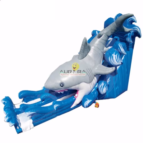 Commercial Shark Slides Water Playground Inflatable Shark Water Slides With Pool