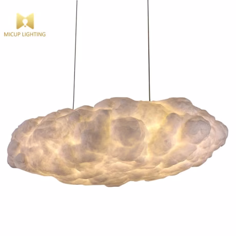 Creative Warm Romantic Stairwell Pendant Lamp For Living Room LED Clouds Lighting Fixture Silk Cotton Floating Cloud Chandeliers