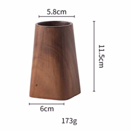 Custom Black Walnut Geometric Pen Cup Wooden Desktop Organizer with Brush Storage for Office Home Use Promotional Business Gift