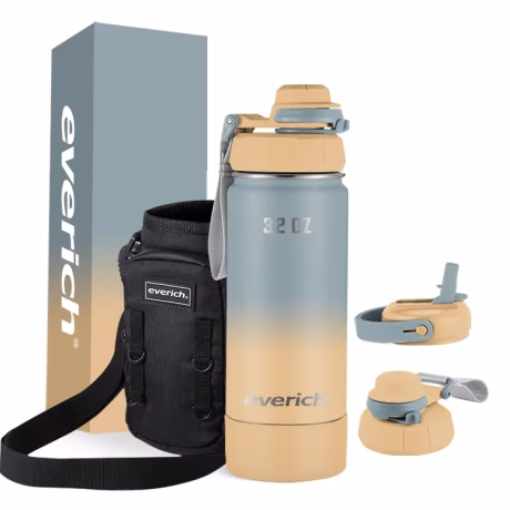 Custom logo Hydro water bottle Multiple LIDS are available with food container and bottle brush pouch bag