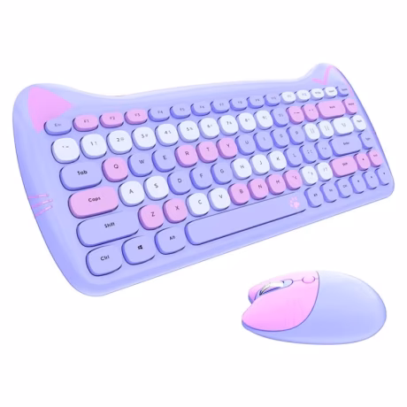 Cute Cat Female Hot Picks MOFii 2.4GHz 84 Keys Wireless Working Gaming Professional Keyboard and Mouse Set