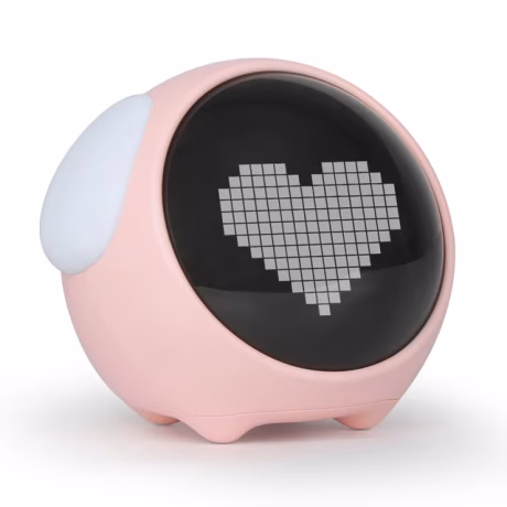 Cute Pixel Expression LED Night Light Alarm Clock Kids USB Power Supply Electronic Digital Wake Snooze Voice Control Table Clock