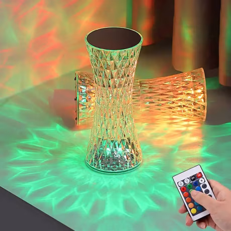 Dropshipping Slim waist 16 colors rechargeable Crystal Projector Acrylic Decor Nights Bedroom Bedside Led Lighting table lamp