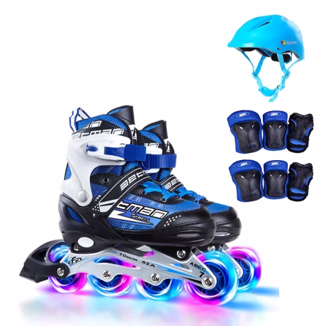 EACH Wholesale LED Flashing Roller Quad Skates Shoes Set Adjustable 4-Wheel Patines Kid Outdoor Aluminum Alloy Frame PU Material