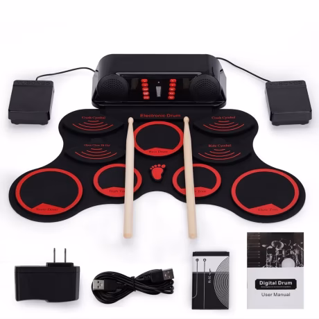 Educational 9 pads portable electronic stereo digital silicon roll up drum set