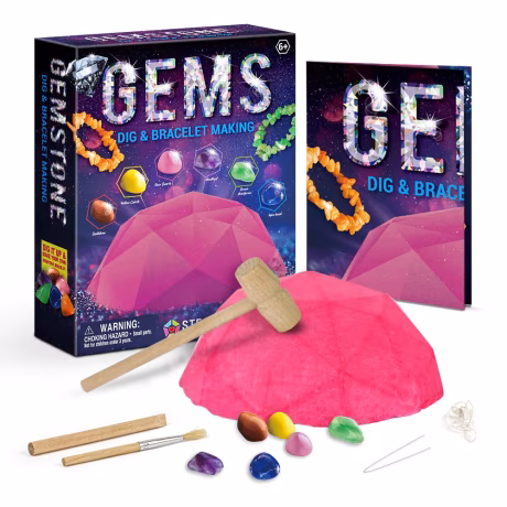 Gemstone Gem Dig Kit STEM Educational DIY Toys Science Kit Dig Up Unique Real Gemstone bracelet making kit