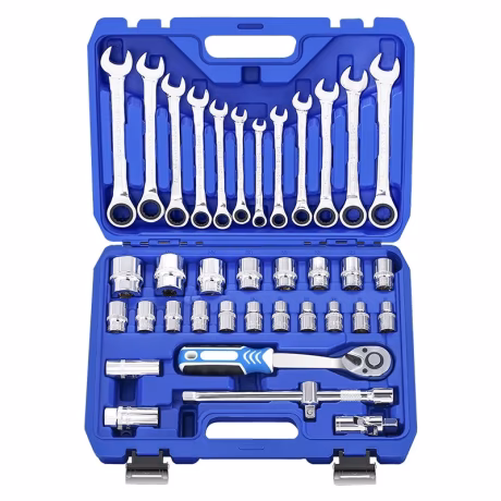 GOLDMOON Portable Industrial Version Auto Car Repair Hand Kit Tool Custom Combination Socket Wrench Set With Plastic Box