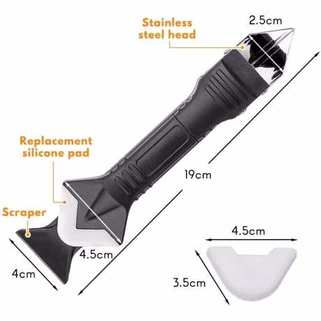 GREATCAULK 3 in 1 Stainless Steel Head Silicone Sealant Finishing Tool Silicone Caulking Tools