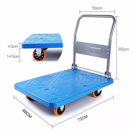 Heavy Duty Transport Tool Carts Platform Truck Cart Folding Platform Trolley Truck Silver Blue Steel Stainless Packing Packaging