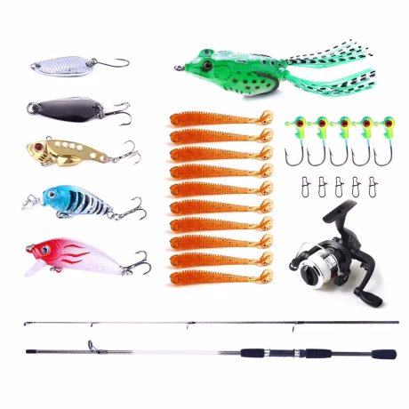Hengjia 1.8m telescopic fishing rod Set fishing rod reel lures sets 28PCS Fishing tackle set