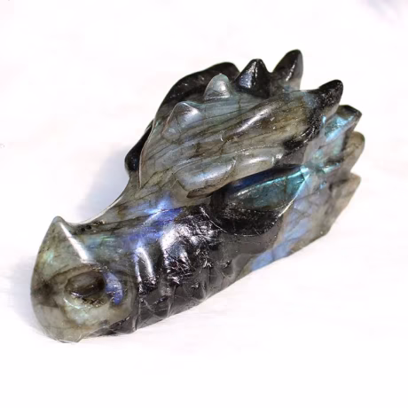 High Quality Carved Crystal Dragon Skulls Art Sculpture Folk Crafts Labradorite Dragon Head