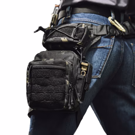 High Quality Laser Cut EDC Tactical Drop Leg Bag Tool Fanny Thigh Pack Hunting Waist Pack Motorcycle Riding Men Molle Waist Pack