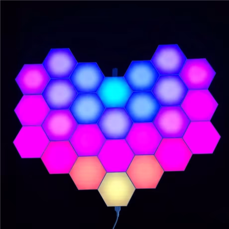Holiday Lighting Modern RGB Diy Dimming Touch Sensitive 3D Design Hexagon LED Lights Indoor Hexagonal Wall Light Panels Set