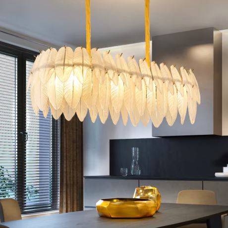 Homes decorative dinning room pendant lighting fixtures hotel lobby nordic style gold luxury rectangular glass modern chandelier