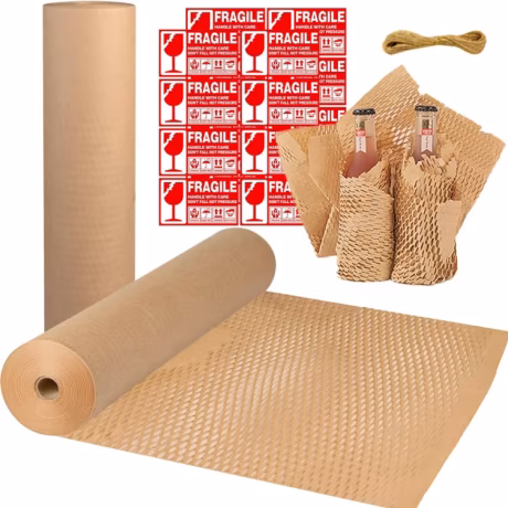 Honeycomb Packaging Paper 15''x 164' Paper Recyclable Moving Supplies Cushion Wrapping Paper for Packing glass