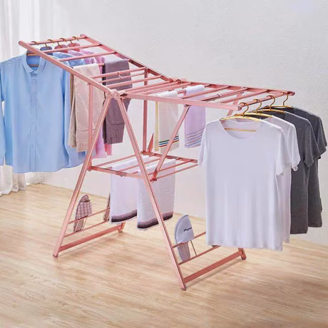Hot Sales Laundry Dryer Standing Folding Clothes Drying Rack Clothing Storage Holders &amp; Racks Aluminum Single Clothing Organizer