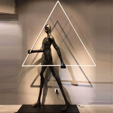 Humanoid Sculpture Statue Floor Lamp Villa Living Room Hotel Mall Show Triangle Lamp Art Decorative Floor Lights