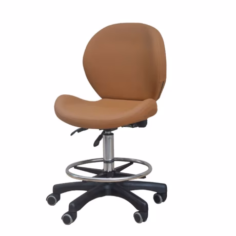 Kisen factory hot selling medical saddle non slip shower brown pu adjustable salon stool with footrest for pedicure chair