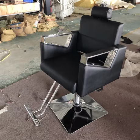 Kisen luxury salon furniture luxury barber chair recliner chair hair cutting black styling chair for hair beauty salon use
