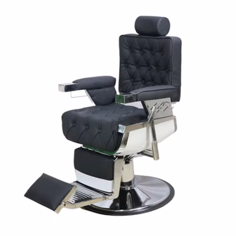 Kisen Retro vintage black frame vintage salon chair hair cutting heavy duty barber chair for sale