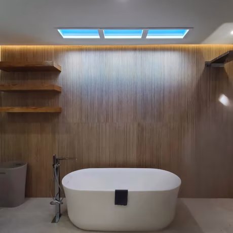 Kitchen Bedroom Office Ceiling Light Flat Panel Dimmable Blue Sky Vision Faux Sunshine Window Ceiling Lamp Fixture