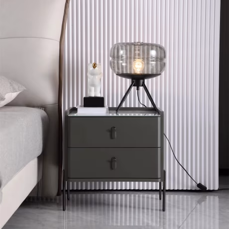 latest simple and modern style bedside cabinet solid wood leg cabinet