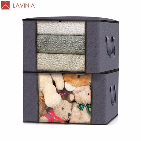 Lavinia Wholesale Collapsible 35L 60L 90L Clothes Storage Foldable Clothes Storage Bags Clothing Organizer With Clear Window