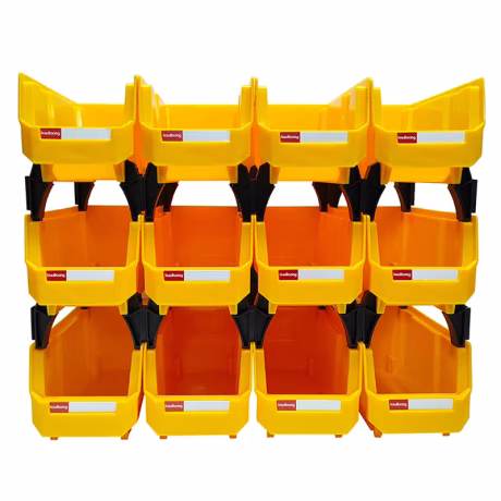 LEADLOONG Yellow Color V3 Garage Box 12pc 11x5x5inch/27.6*13.9*12.8cm Plastic Storage Box for Garage Small Parts Organizer