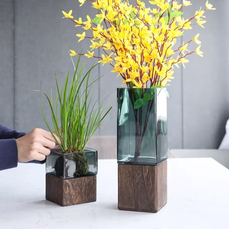 Light Luxury Nordic Log Transparent Glass Vase Combination Floral Flower Arrangement Decoration Home Hotel Decor glass vase